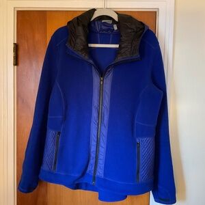 Athleta Blue Full Zip Fleece Hoodie Jacket Sz XL